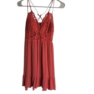 Victoria's Secret PINK Coral Lace Baby Doll Mini Dress Size Small
